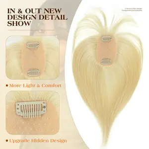 Feipro Hair Toppers with Bangs for Women Real Human Hair - Real Human Hair Topper | Clip in Hair Pieces for Women with Thinning Hair | Adds Volume & Length | Natural Hair Topper for Women Covering Gray & Hair Loss