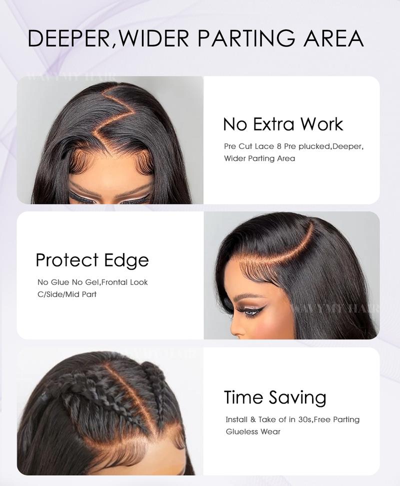 Wavymy Trendy Layered Cut 90's Inspired Pre-bleached Wear Go Glueless Wigs 250% Density Straight 7x5 HD Lace Closure 100% Human Hair