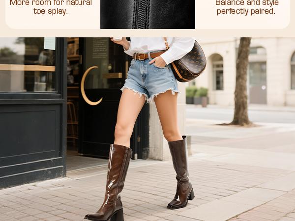 DREAM PAIRS Women's Knee High Boots Chunky Heel Square Toe Tall Boot for Women with Side Zipper DREAM PAIRS Women's Knee High Boots Chunky Heel Square Toe Tall Boot for Women with Side Zipper