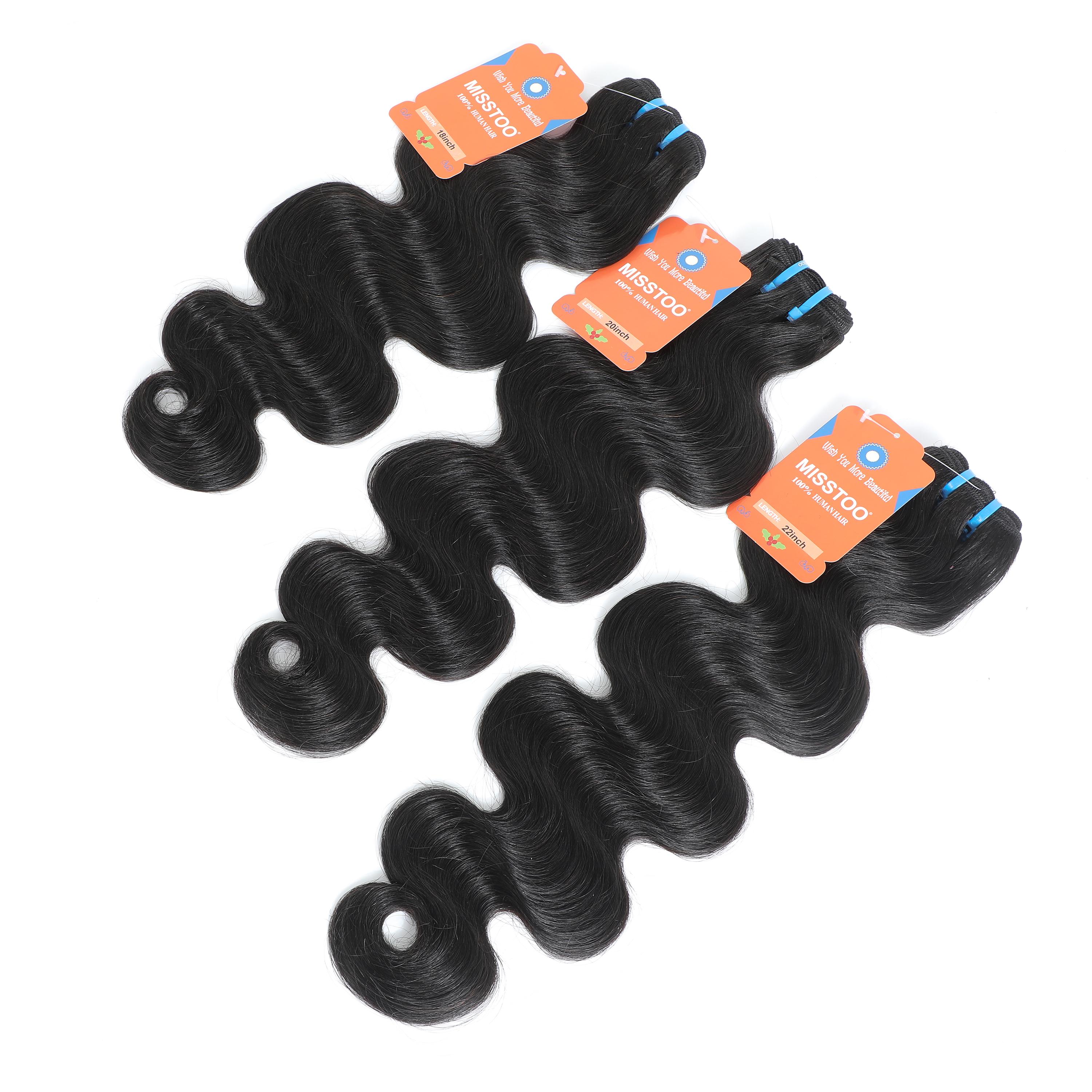 MISSTOO 15A 100% Brazilian Human Hair Body Wave Bundles Unprocessed Remy Hair Weave Sew In/Quick Weave Hair Bundles