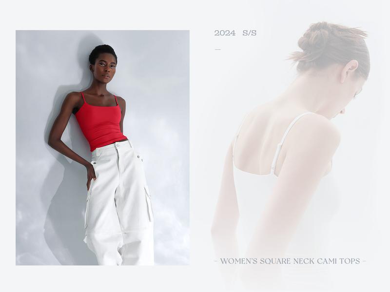 PUMIEY Women's Square Neck Tank Top Adjustable Spaghetti Straps Sleeveless Basic Tops Sharp Collection tankair tanktop Womenswear Tube Minimalist Comfort Short Lady Underwear Casual Slim Elastic Waist Cami TikTokShopHolidayHaul