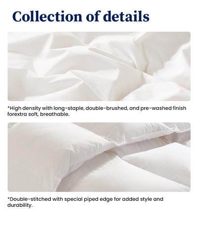 APSMILE Pure Cotton Feather Down Duvet Comforter Nature Duvet Insert All Season 100% Organic Cotton for Sweet Sleep
