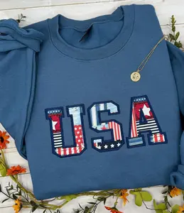 USA  Sweatshirt, American Flag Sweatshirt, America Sweatshirt, USA Applique Sweatshirt, 4th of July Sweatshirt, Cute Sweatshirt