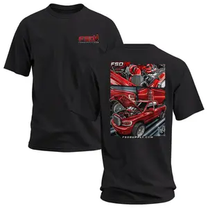 FSD Supply Co T-shirt, 2 Sides Print FSD12 Red Truck Engine Graphic Tee, Soft Cotton Blend Unisex T Shirt, Street Wear Graphic Tee, Summer Outfits Gift for Men Truck Guys