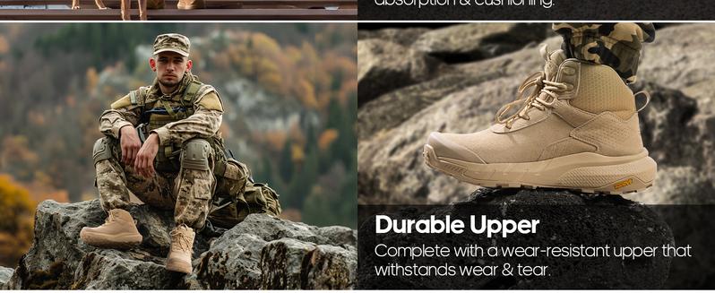 NORTIV 8 Men's Waterproof Military Tactical Work Boots Leather Motorcycle Combat Lightweight Non-Slip Hiking Boots for Men Defender Ankle-high Protection Durable Breathable Fabric - Outdoor Footwear