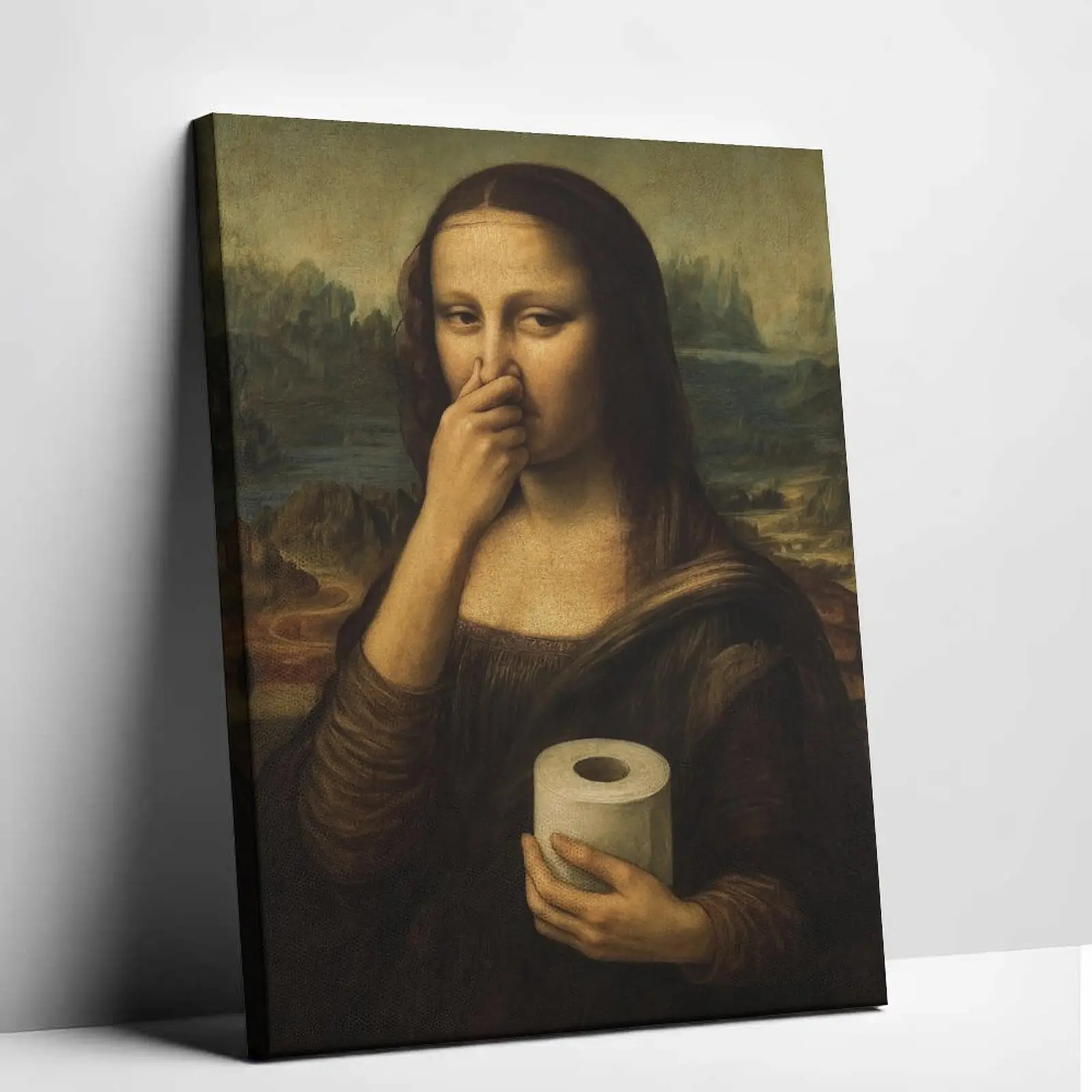 Funny Mona Lisa Bathroom Poster Wall Art Vintage Decor Parody Art Print ...