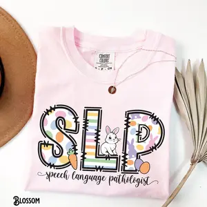 Comfort colors Speech Language Pathologist Easter Shirt Slp Tshirt Speech Therapy Speech Pathology Spring Easter Bunny Tee Slp Gift Speech Pawthology
