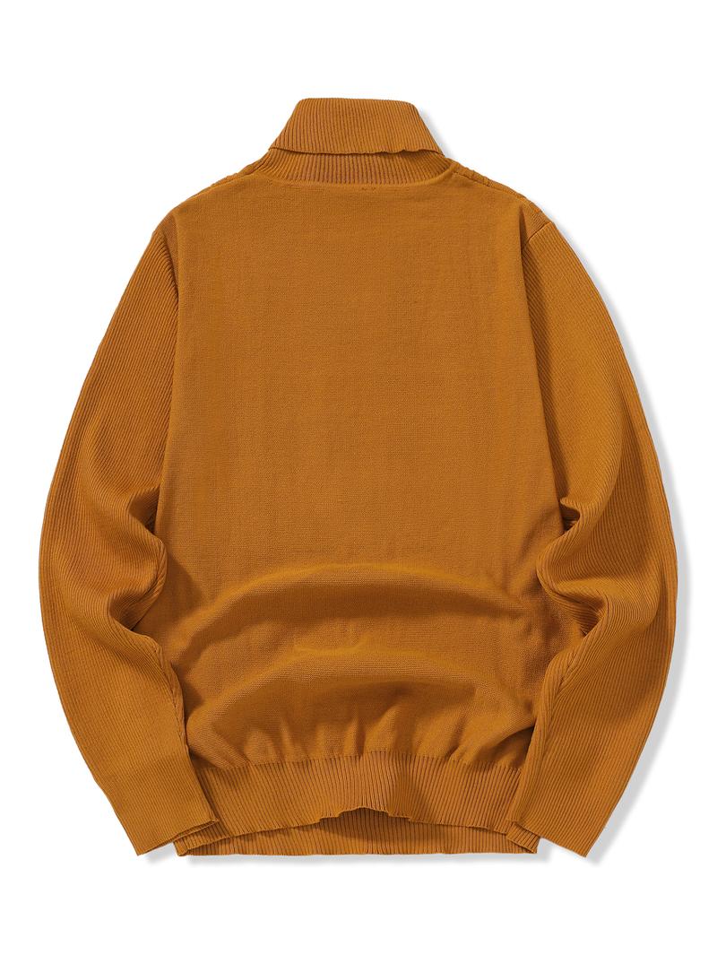 New Autumn/Winter Simple Elegant Versatile Thickened Thermal Lined Turtleneck Pullover Sweater For men,solid turtleneck sweater