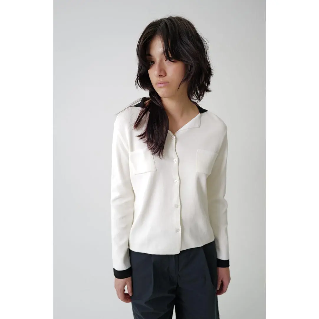 OFFICE CARDIGAN | ecru navy