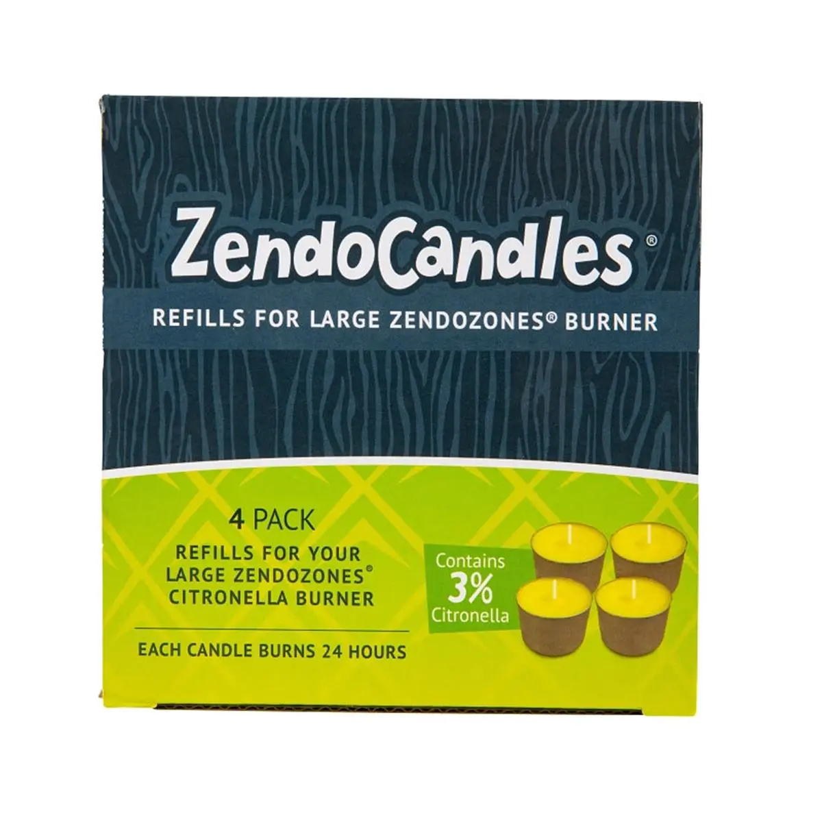 Large Citronella Wax Refill Candles - Home Decor Set Pack, 24-Hour Burn Time, 4-Count Set in 1-Pack of 12 Total Refills, 24 Hours