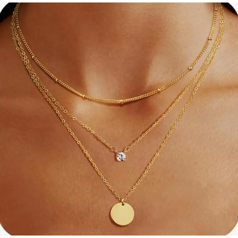 Golden zircon round piece three-layer ne