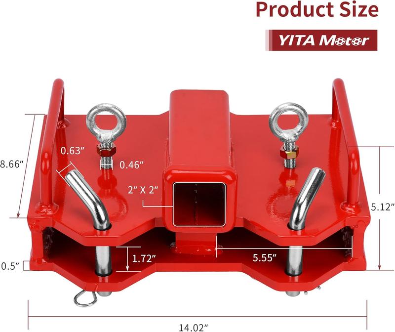 OEDRO 2'' Forklift Trailer Hitch Receiver for Dual Pallet Forks, 6500lbs Towing Capacity Forklift Tow Hitch Attachment Adapter for 2'' Class III & IV Inserts