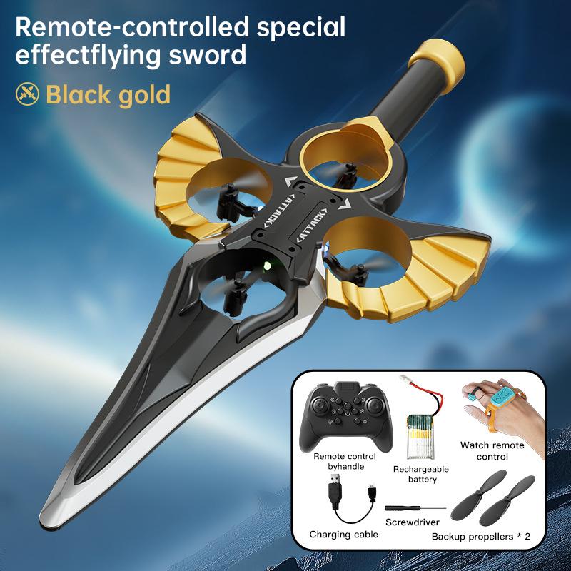 Flying Combat Sword - LED Levitating Rotating Toy with Gesture Control and Watch Remote Function, Includes 2 Rechargeable Batteries, Fun Flying Toy for Children