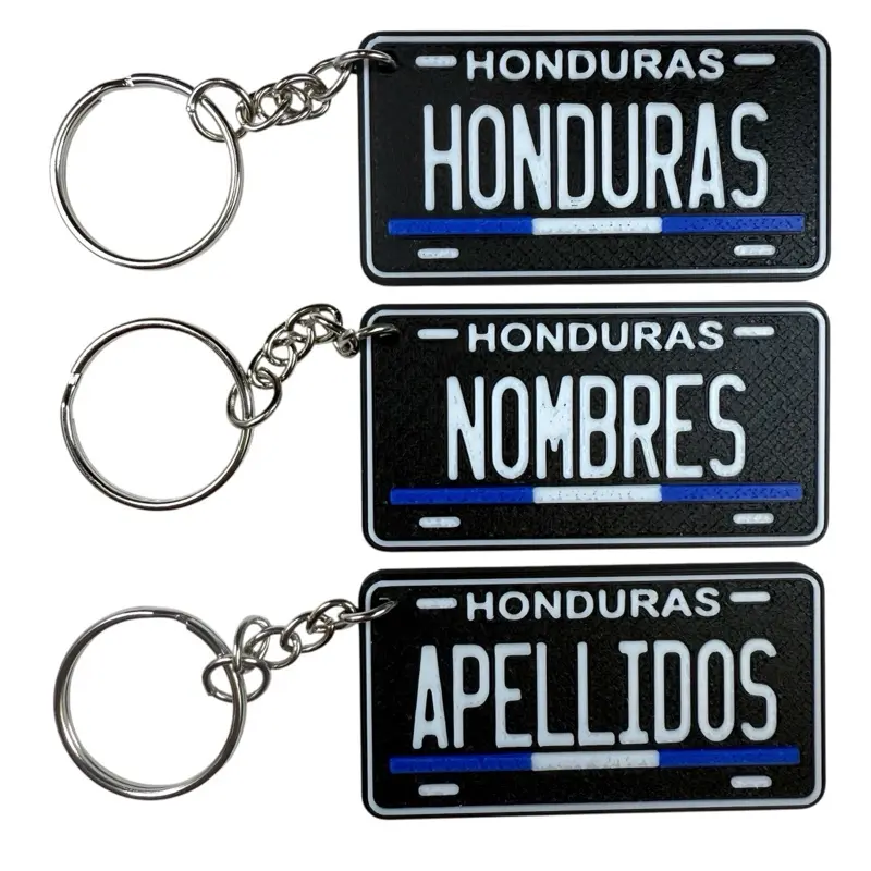 HONDURAS Llavero de Plastico Personalizado Estilo Mini Placa 3D | Custom Names Keychain HONDURAN Mini License Plate Design | Llaveros Personalizados de Plastico PLA Plastic Keychains Catracho Catrachos