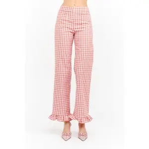 Paloma Pink Pants | Gingham Ruffle Hem Pants | Spring & Summer Pant