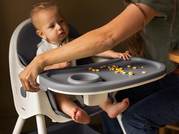 HARPPA 6-in-1 Convertible Baby High Chair, Foldable Highchair with Removable Tray, Baby Feeding Chair With Harness & Storage Basket, Toddler Gift, Baby Items