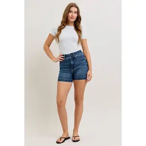 Judy Blue High Waist Double Button Tummy Control Denim Shorts