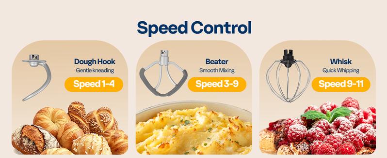 VIVOHOME Multifunctional Stand Mixer, Kitchen Electric Blender, Household Food Mixer for Baking, Bread, and Cakes, with Dough Hook, Beater, Whisk, and Splash Guard