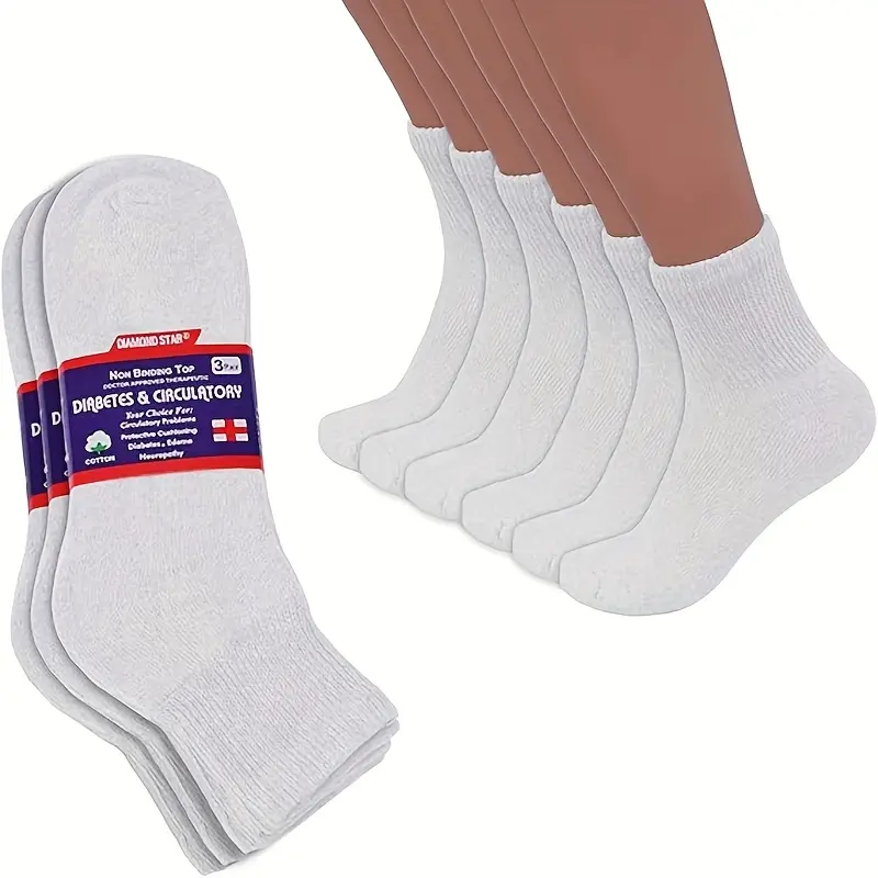 Diabetic Ankle Socks, 12-Pair Unisex Multipack in Solid Colors, Low-Cut Comfort-Fit for Menswear