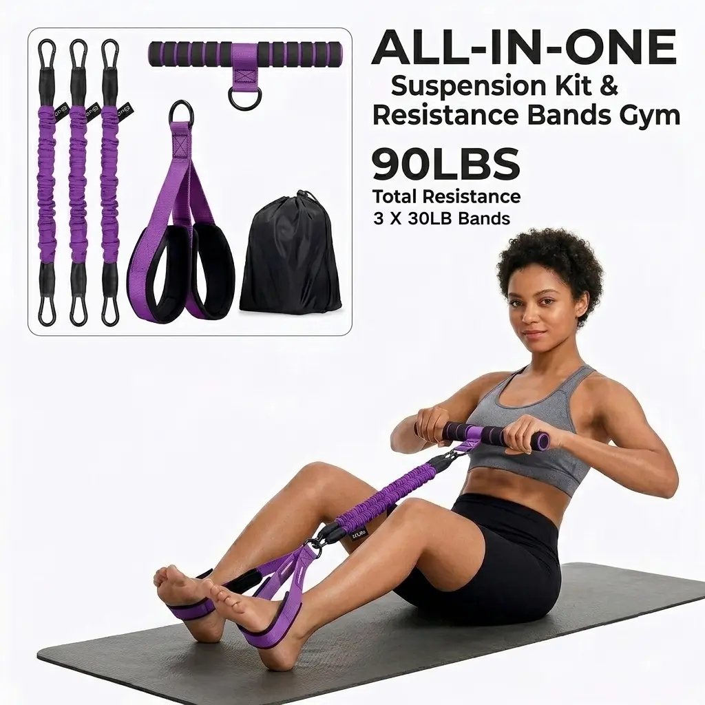Upgraded Pedal Resistance Band Trainer - Durable Latex Tubes, Beginner-Friendly, Women's Fitness Gear, Portable Home Equipment for Resistance Band Workout, Lower Body Training, Low Impact Routine, Athletic Use, Lower Body Workout