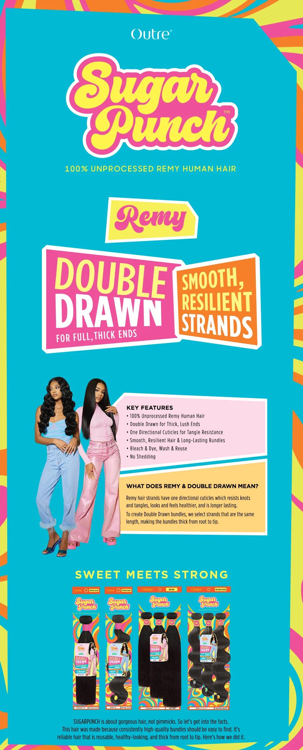 Outre Unprocessed Remy Human Hair Weave Sugar Punch Ocean (10"-24")