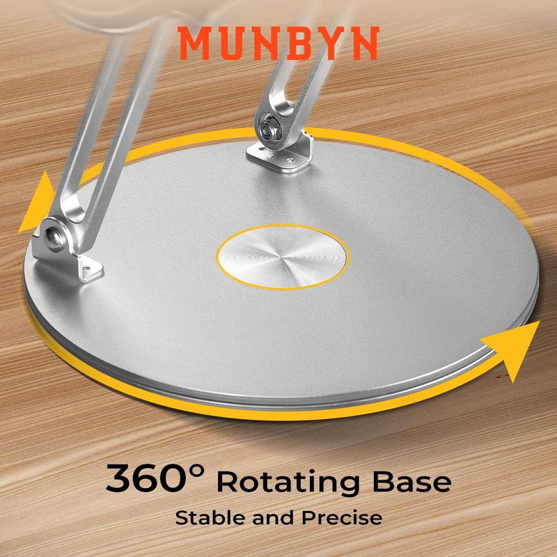 MUNBYN Laptop Stand with 360 Rotating Base Adjustable Portable Aluminum Laptop Stand, 2-in-1 Multifunctional Laptop Stand for desk & Gaming laptop & Mobile stand,Gray gear computer
