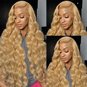 Honey Blonde HD Lace Front Wig Human Hair 13x6 180% Density Body Wave Glueless Frontal Wigs for Black Women 28inch