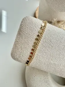 Golden Discs Bracelet - Gold Plated 18k, 6" + 2" Size, Lightweight & Comfortable, Modern Timeless Aesthetic, Polished Finish