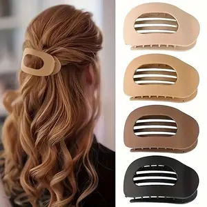 Flat Claw Clips Curved Design Hair Claw Clips Round Lay Flat French Barrettes for Thick Thin Long and Short Hair for Women Set of 4 Matte Square Non Slip Hold Durable Strong Hold Comfortable Secure