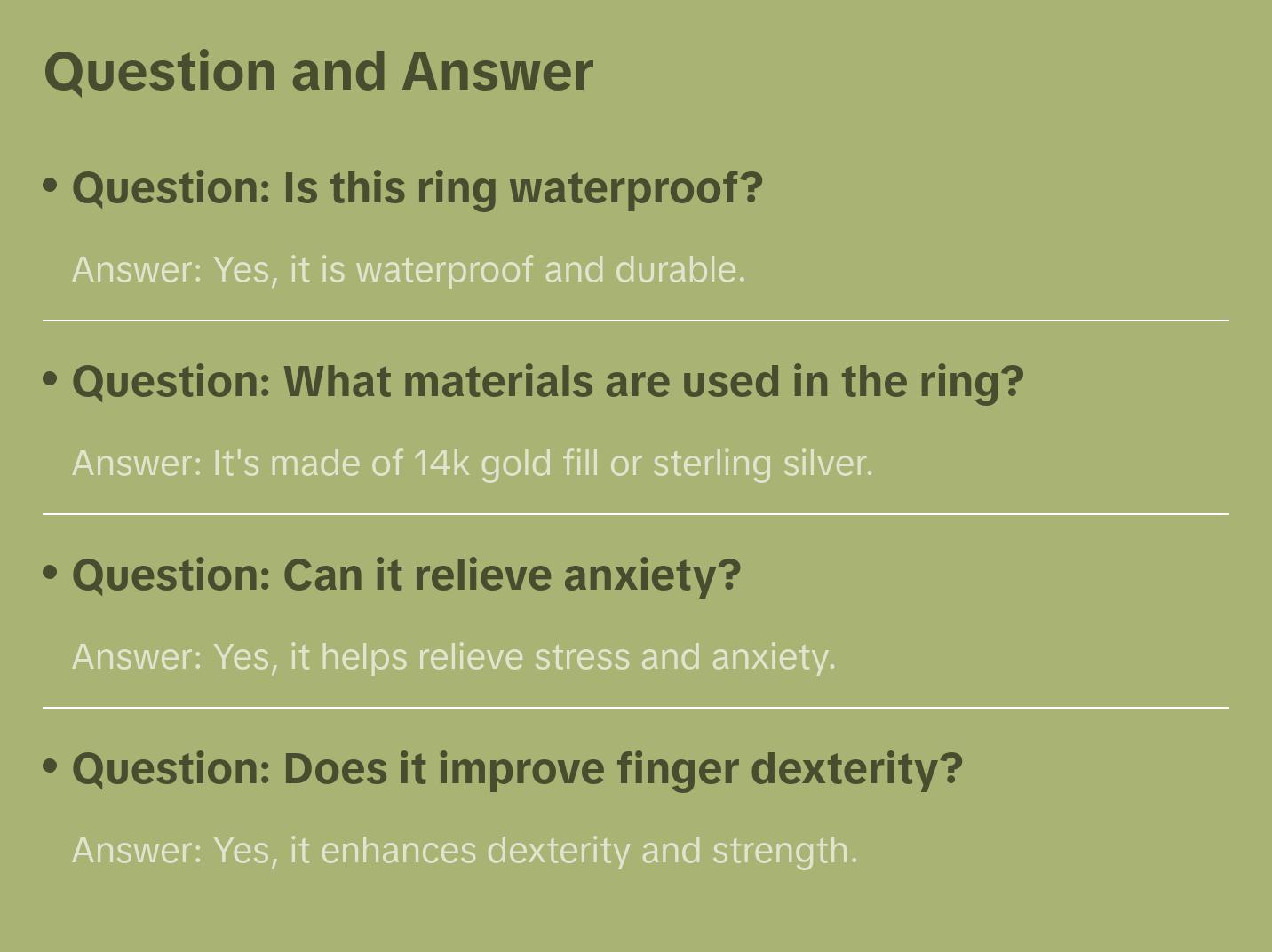 Waterproof Thick Rolling Ring, Rolling Fidget Anxiety Ring