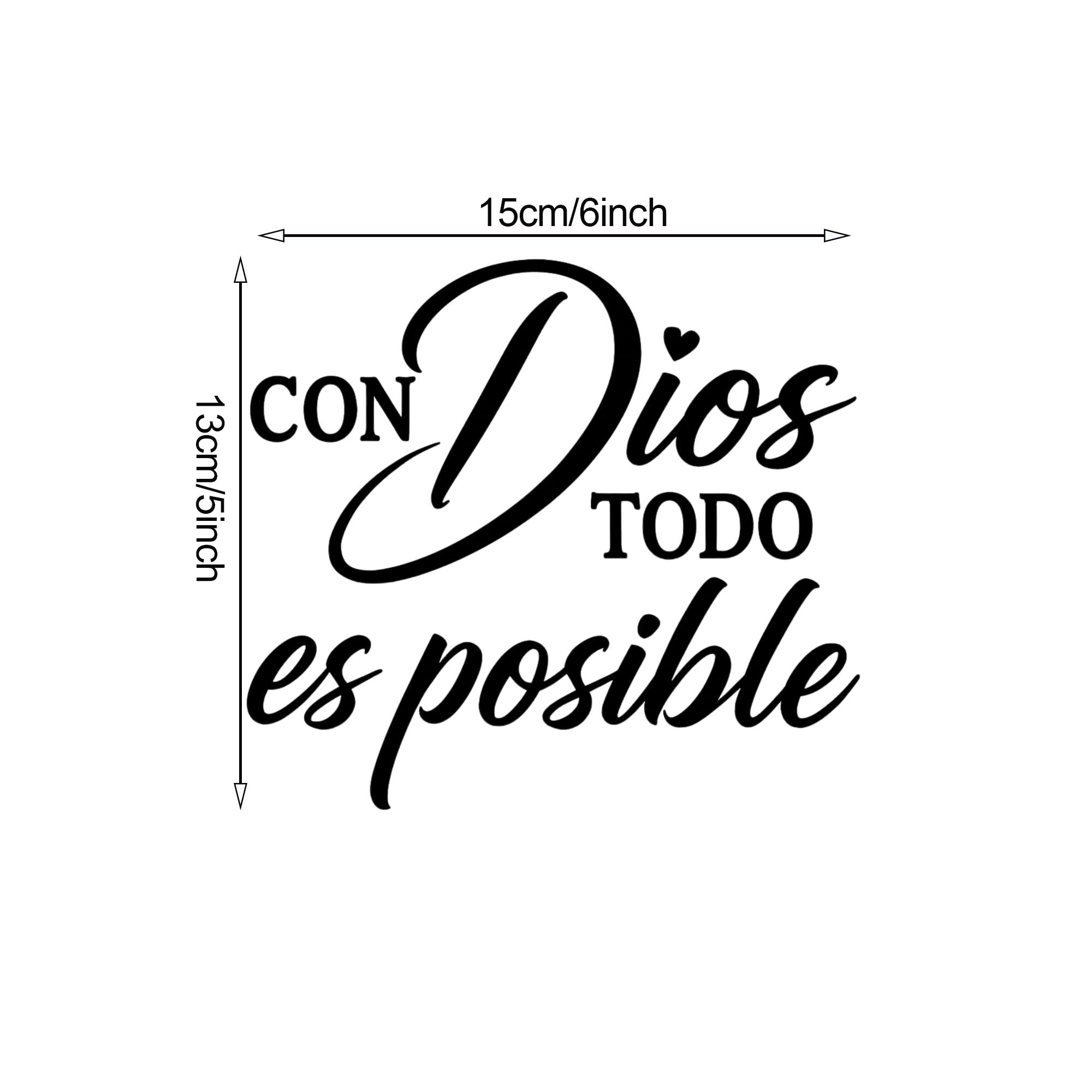 Con Dios Todo Es Posible Spanish Inspirational Faith Decal Cute Durable Vinyl Sticker | Perfect for Cars Windows Bumpers Trucks Motorcycles, Water Bottles, Laptops & Smooth Surfaces | Religious Motivational Decor, Multiple Colors Available,Summervibes
