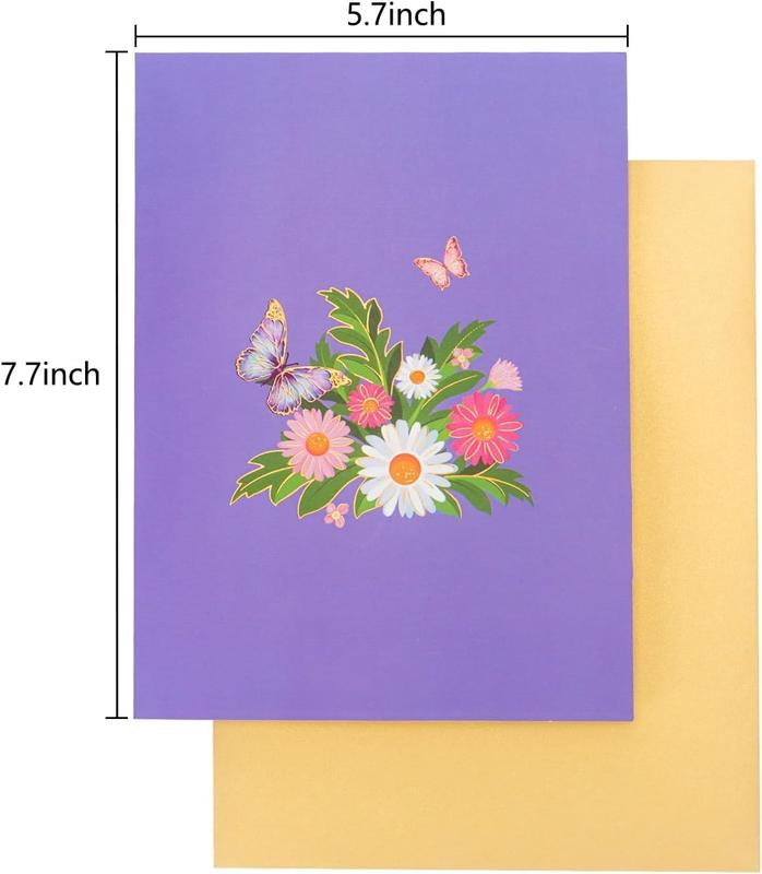3D butterfly greeting card, 2-piece butterfly and flower three-dimensional card, ideal for Valentine's Day, birthday, wedding, anniversary gifts, for wives, husbands, mothers, women, sisters, grandmothers, children with envelopes