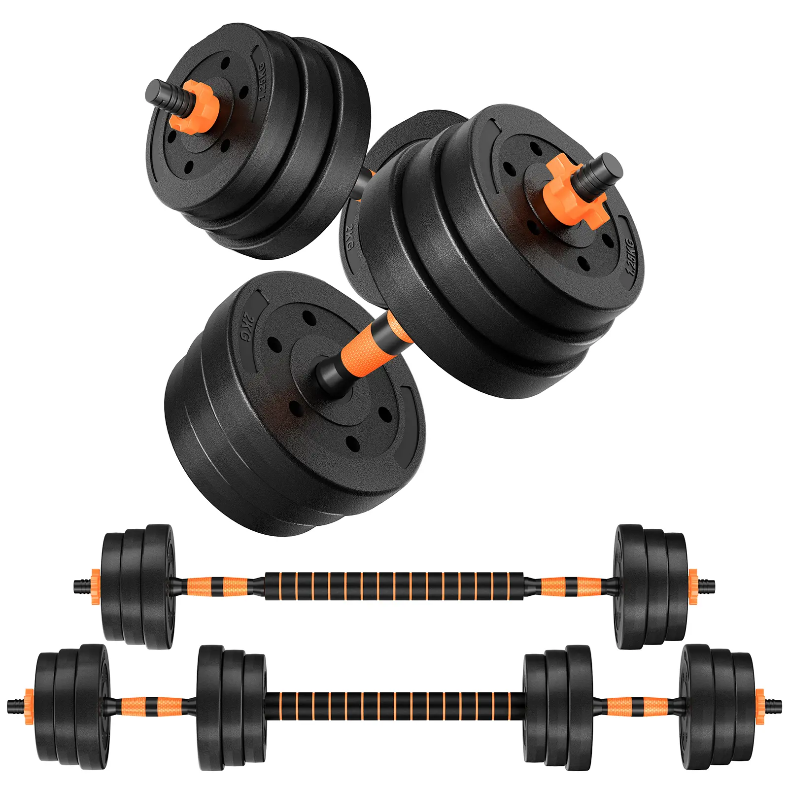 Adjustable Dumbbell Set, 22/44/66lbs Free Weight Set Used as Dumbbell and Barbells, pesas para ejercicios en casa, Fitness Exercises for Home Gym Suitable for Men/Women
