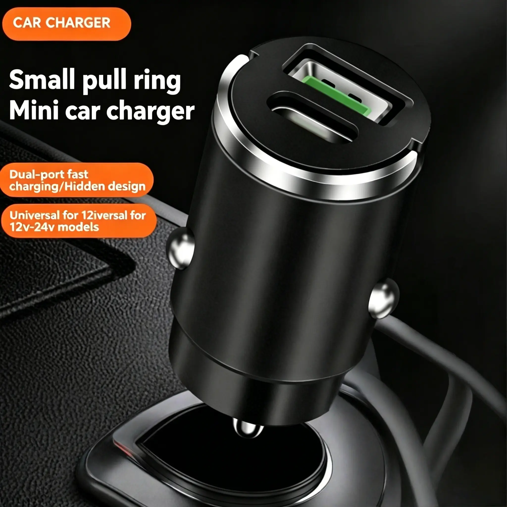 100W Type-C Portable Charger, Intelligent Current Recognition Electronic Adapter for Laptops & Cellphones, Compact Durable Metal Design for Mobile Car Interior Decoration High-Speed Charging