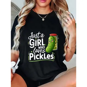 100% Cotton I'm Just A Girl Who Loves Pickles For Funny Pickle Lovers T-Shirt