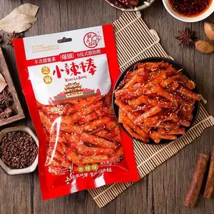 Chinese Latiao Spicy Gluten - Low Sugar Low Calories Vegan Office Snack with Pickled Garlic & Dried Cornstarch Asian Cornstarch Chilli Crunchy