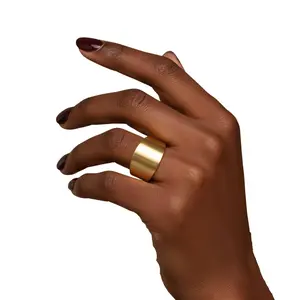 Penda Brass Adjustable Wide Band Cuff Ring