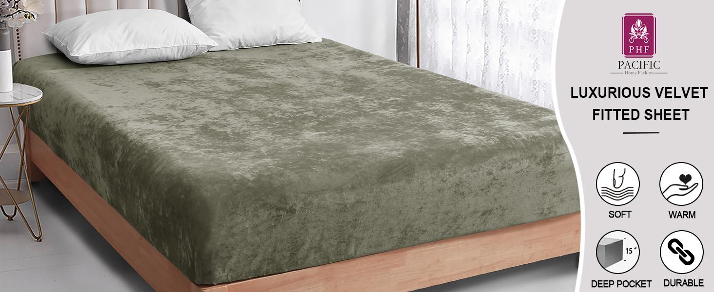 PHF Truly Velvet Fitted Sheet No Pillowcases Bedding Bedroom Suitable for Fall Winter Spring Christmas Gift