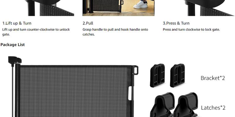 Dearlomum Retractable Baby Gate 33.1" Tall with Mesh Design Extends to 55"/71"/118"/168"/197" Wide for Doorways Stairs & Hallways White Safety Fences Guardrail Gift for Infant Newborn