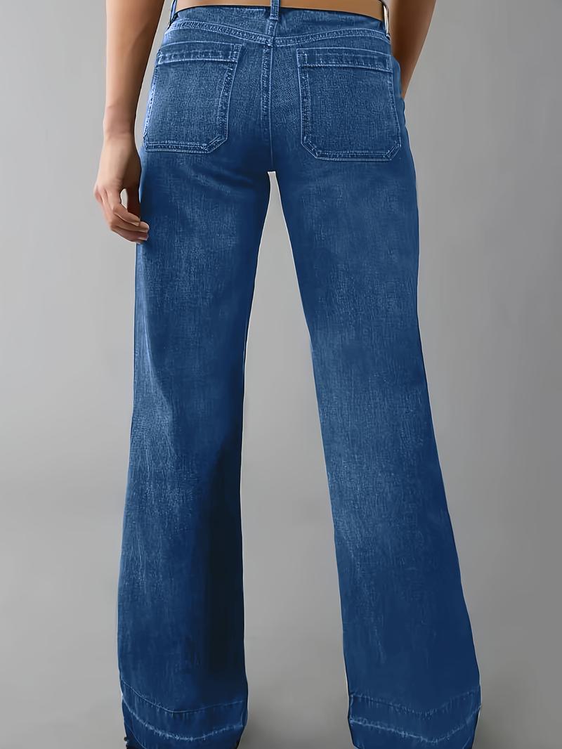 Women's Loose Straight Leg Denim Jeans, Comfortable Casual Style, Perfect for Daily Wear and Outdoor Activities, T-chic