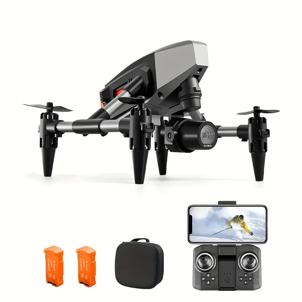 Mini Drone with 4K Dual Camera, DX1 Foldable FPV Drone for Adults and Beginners, Pro Level Alloy Texture Body, Optical Flow Positioning for Stable Hover, 50x Zoom, Gesture Control, 2 Batteries & Case, Foldable Quadcopter, Live View