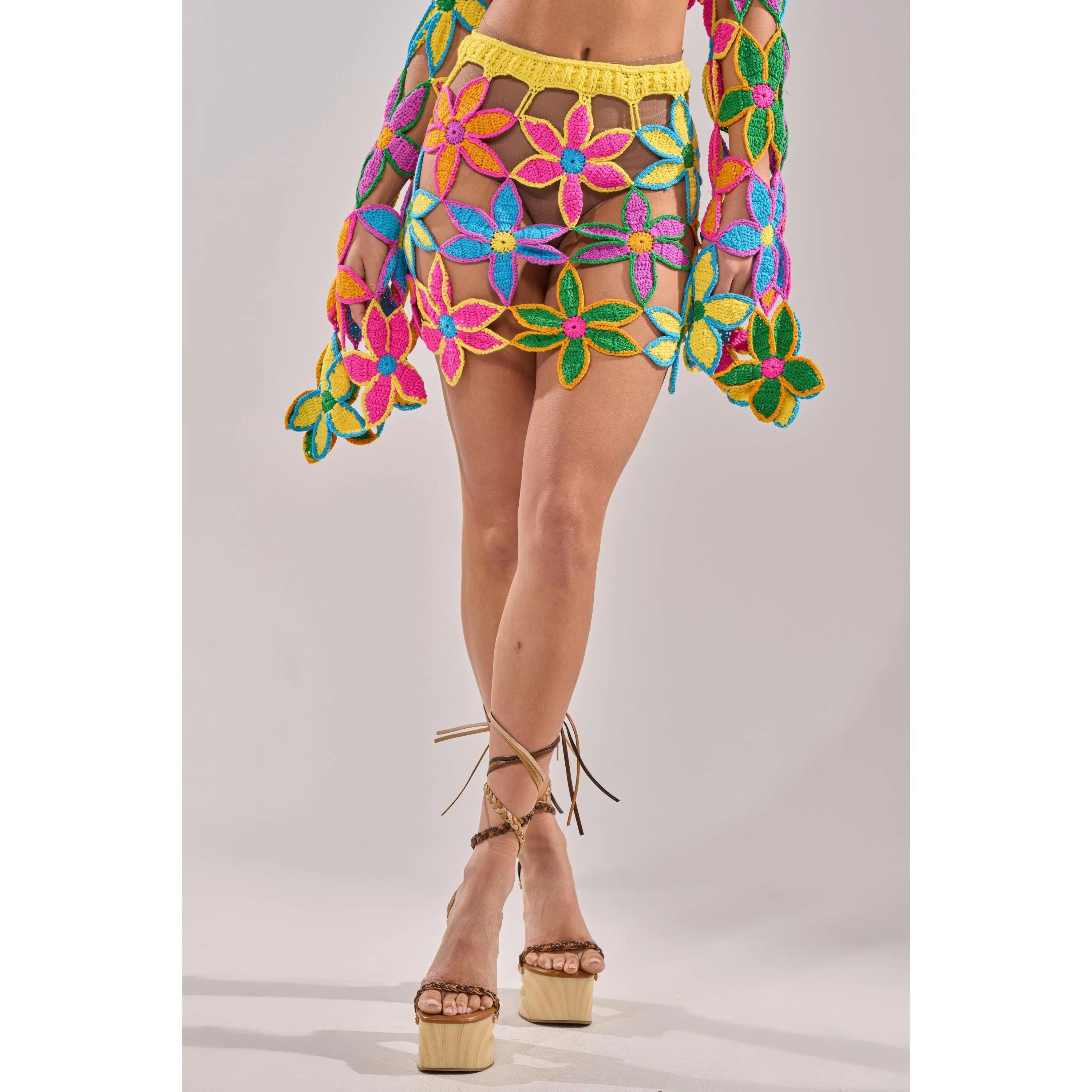 FLORAL FIELDS CROCHET MINI SKIRT - TikTok Shop