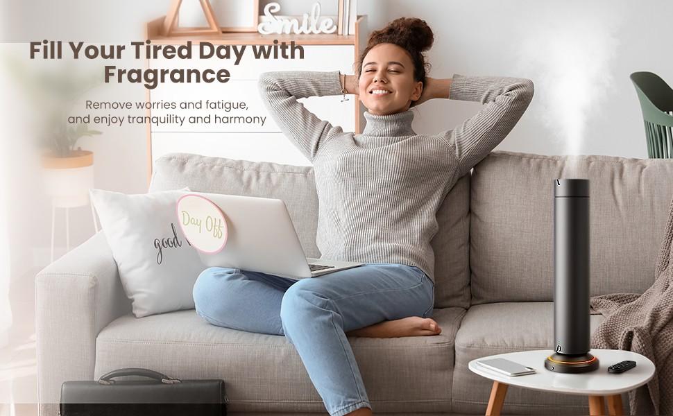 Waterless Scent Diffuser Kit Covers up to 1500 Sq/Ft.with 5 fragrance Oils for Home, Hotel & Office. APP&Remote Control, Quiet Operation, Pets and Kids Friendly.