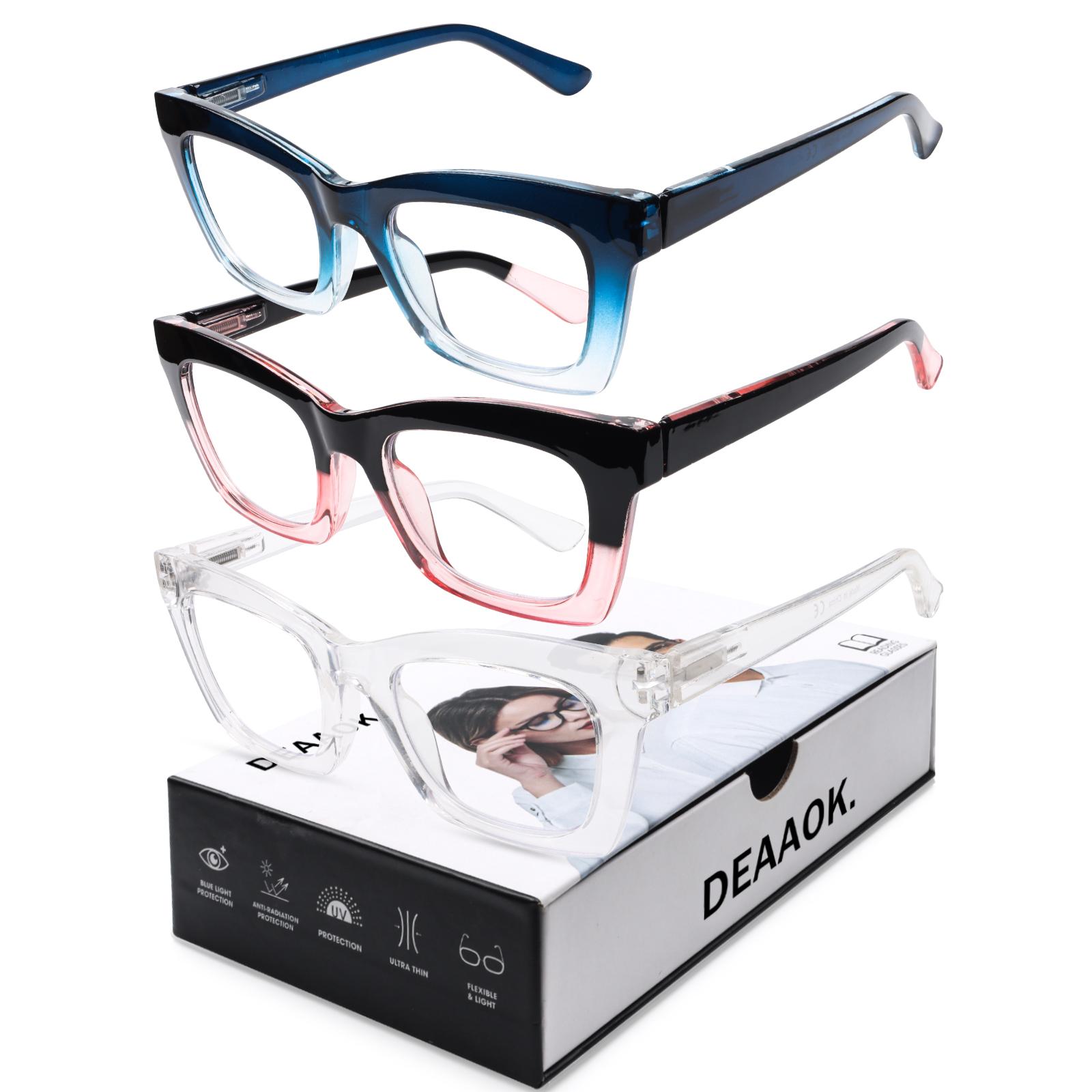 DEAAOK 2.0 Reading Glasses for Women 3 pack Fashion Readers for Women Spring Hinge Eye Glasses  Blue Light Reading Glasses