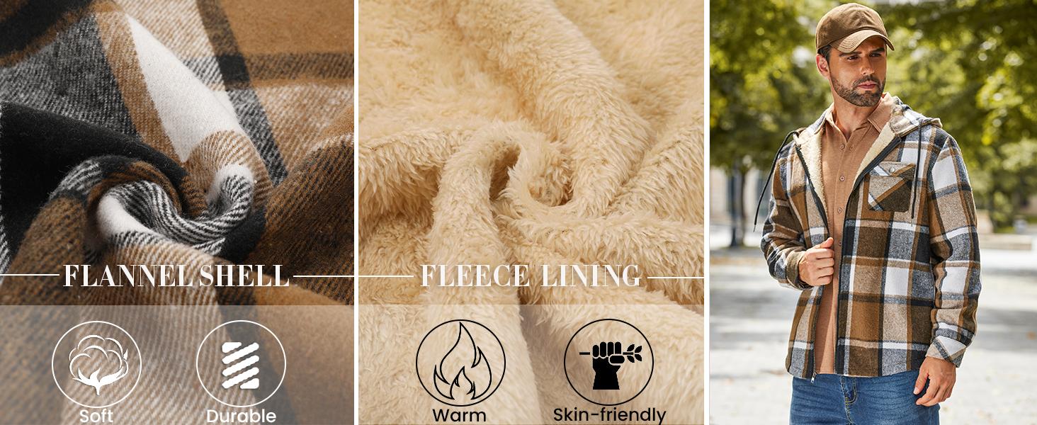 COOFANDY Men's Flannel Jacket Plaid Zip Up Hoodie Sherpa Fleece Lined Jacket Winter Warm Coats with Hood COOFANDY Men's Flannel Jacket Plaid Zip Up Hoodie Sherpa Fleece Lined Jacket Winter Warm Coats with Hood