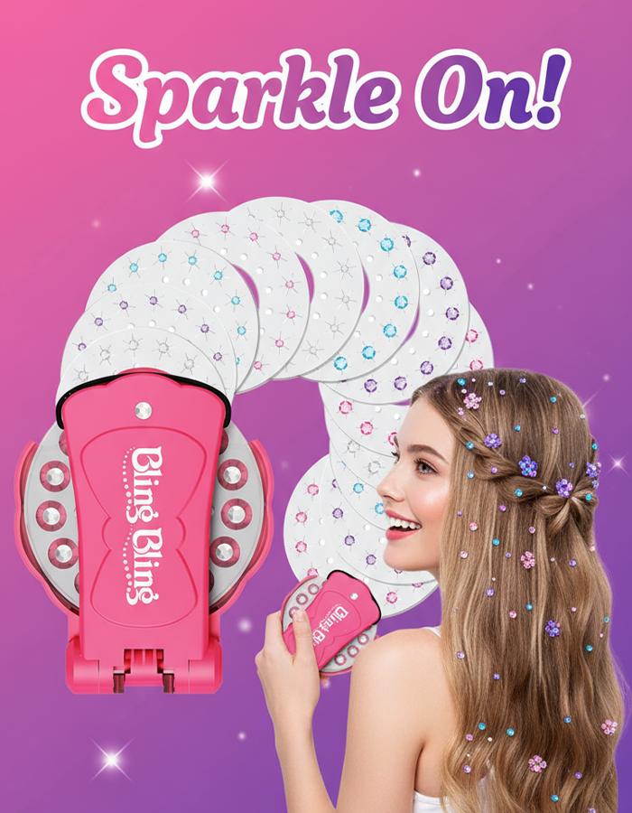 Bling Bling Glitter Gemstone Refills Pack, Accessories of Hair Gem Stamper, 180 PCS Sparkling Rhinestones , Hair Jewels Hair Machine Stamp Gems,Hair Diamonds Stapler accessories