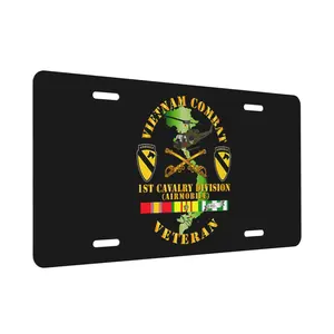 Vietnam Combat Cavalry Veteran W 1st Cavalry License Plate Aluminum Metal Car Tag Novelty Home Decoration For Women And Men 6x12 Inch