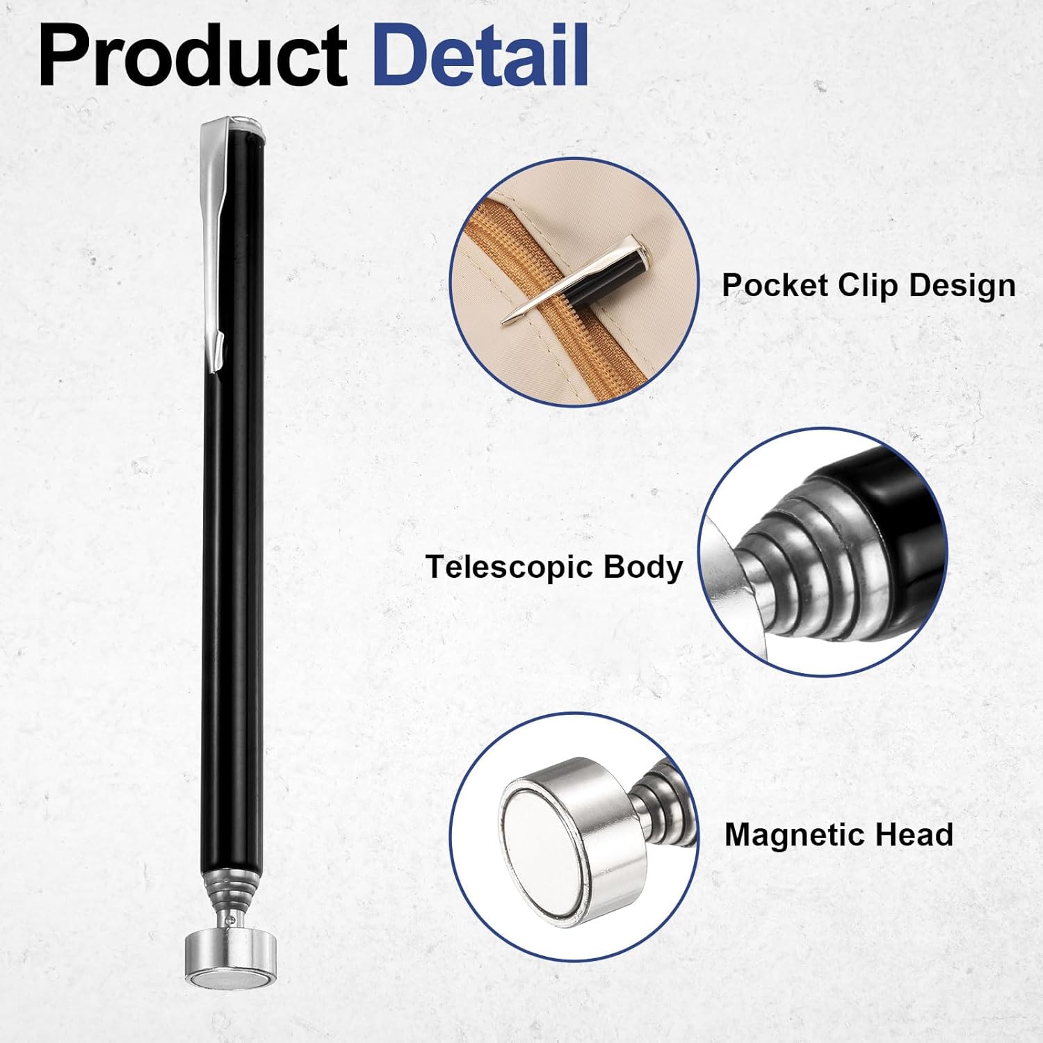 Votrek Telescoping Magnetic Pickup Tool 5LB Stainless Steel 5.3" to 24" Extendable Magnet Retrieval Stick with Pocket Clip for Car Industry Garage Office, Black Votrek Telescoping Magnetic Pickup Tool 5LB Stainless Steel 5.3" to 24" Extendable Magnet Retrieval Stick with Pocket Clip for Car Industry Garage Office, Black