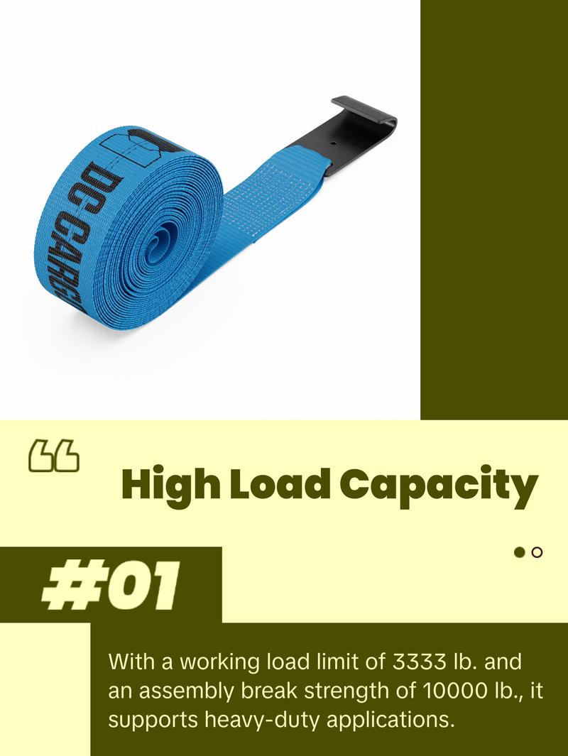 Flatbed Winch Strap with Flat Hook, 2"