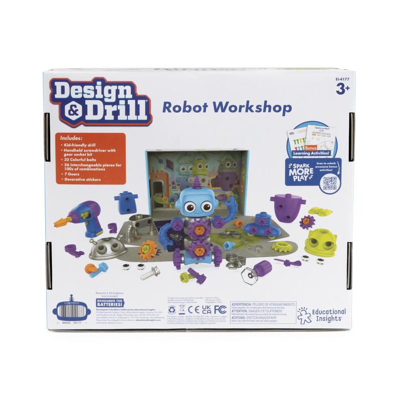 Educational Insights Design & Drill Series Electric Drill Toy - Bolt-It Bucket Brightworks Robot Workshop STEM Toy Gifts for Boys & Girls Ages 3+ - Block Set